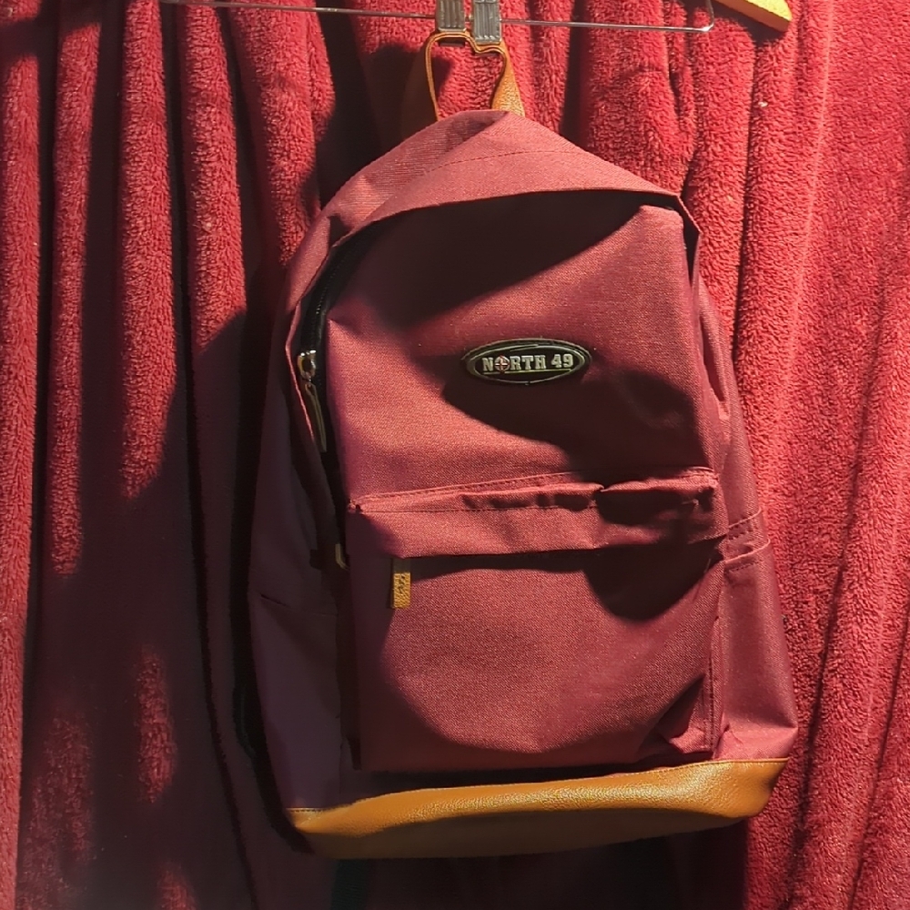 Burgundy Backpack with Tan Accents